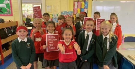 cliffe woods primary school showing racism the red card