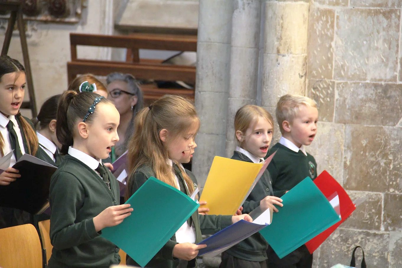 pupils at church performing in religious education