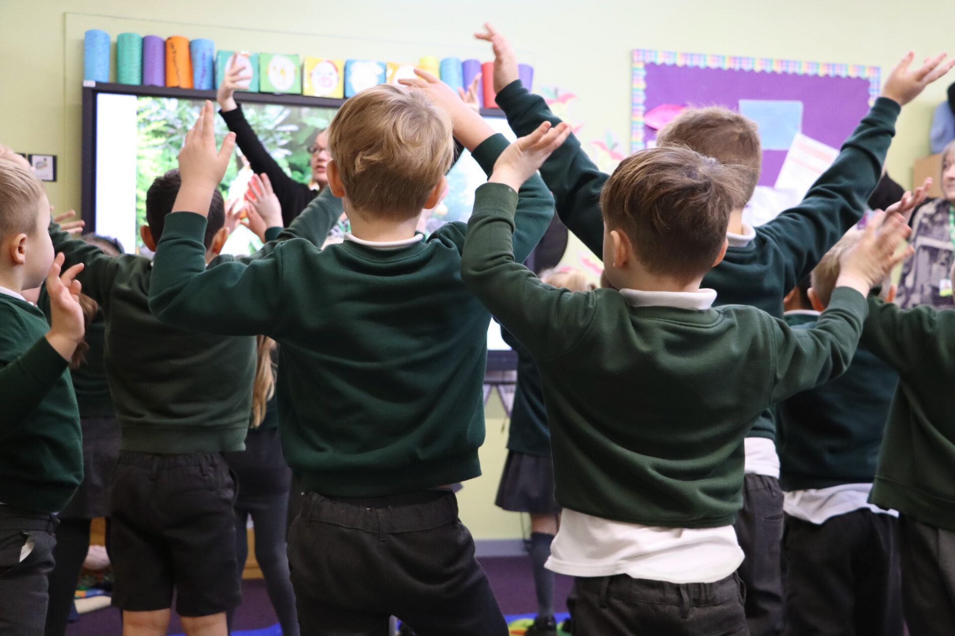 pupils dancing in class in pe class