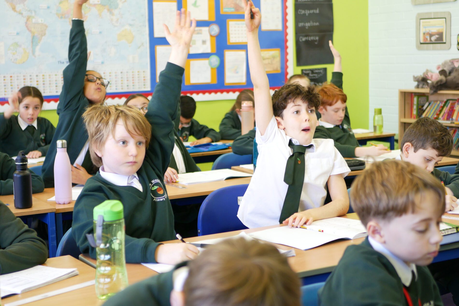 pupils excited in class at cliffe woods primary school