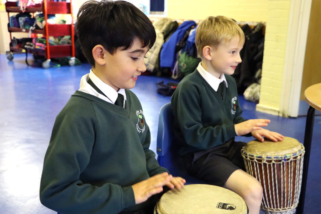 pupils learning how to play instruments in music lessons at cliffe woods primary school